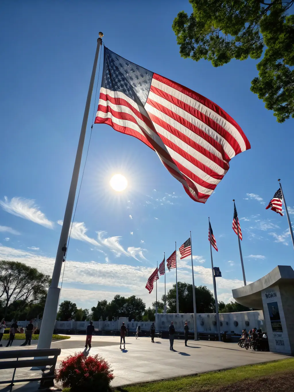 A patriotic-themed image featuring the American flag waving proudly, representing the values and topics discussed on 'Jeffco Patriot Hour'.